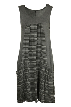 Vigorella Bamboo Jacquard Stripe Pocket Dress - Womens Knee Length ...