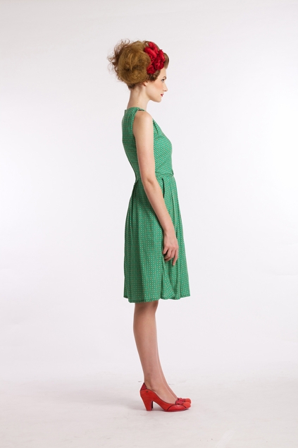Elise Green Diamond Print Dress - Womens Knee Length Dresses at ...