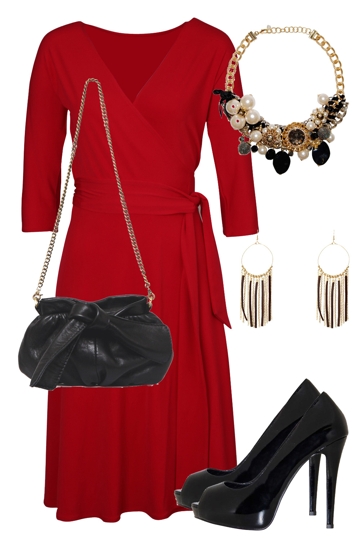 Lady Wears Red Outfit includes Sacha Drake, PeepToe, and Majique ...