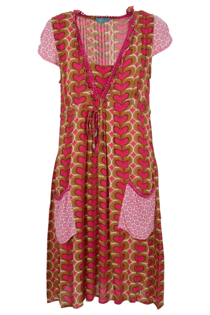 Firefly kaftans Amber Retro Cotton Dress - Womens Knee Length Dresses ...