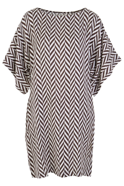 handpicked by birds Bell Sleeve Tunic Dress Chev Stripes - Womens Knee ...