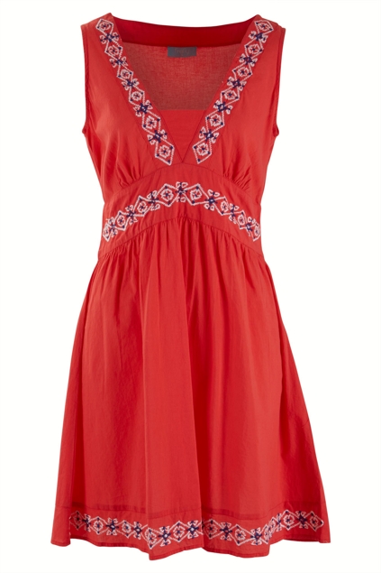 Firefly kaftans Freya Cotton Embroidered Dress - Womens Knee Length ...