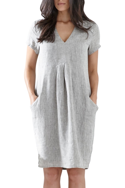 cap sleeve linen dress