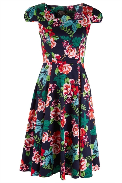 Hearts & Roses Navy Floral Dress - Womens Knee Length Dresses at ...