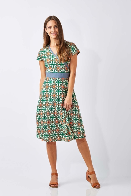 Rasaleela Leela Print Cotton Wrap Dress - Womens Knee Length Dresses ...