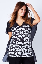 Boo Radley Leaf Print High Low Tee