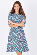 that bird label Caroline Sleeved Fit And Flare Dress Peacock Dance