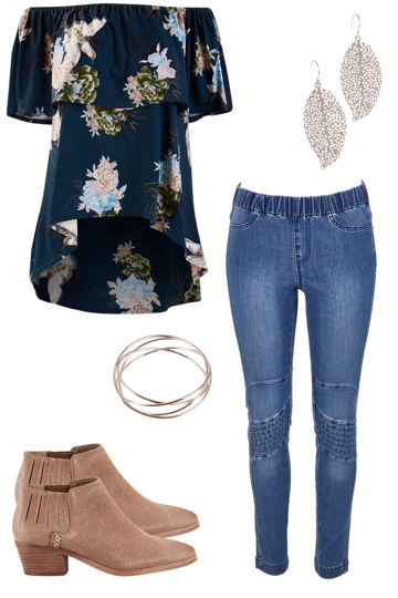 By your side with boho bird blouse and boho bird skinny jeans brand image