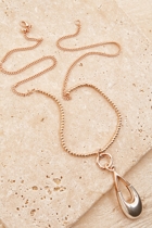 Adorne Two Tone Metal Teardrop Long Necklace