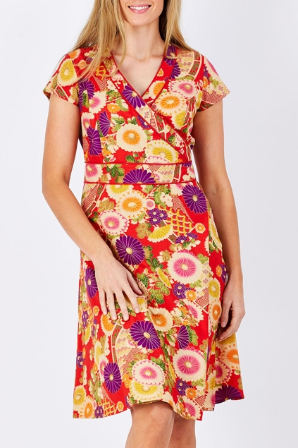 Rasaleela Leela Print Cotton Wrap Dress - Womens Knee Length ...