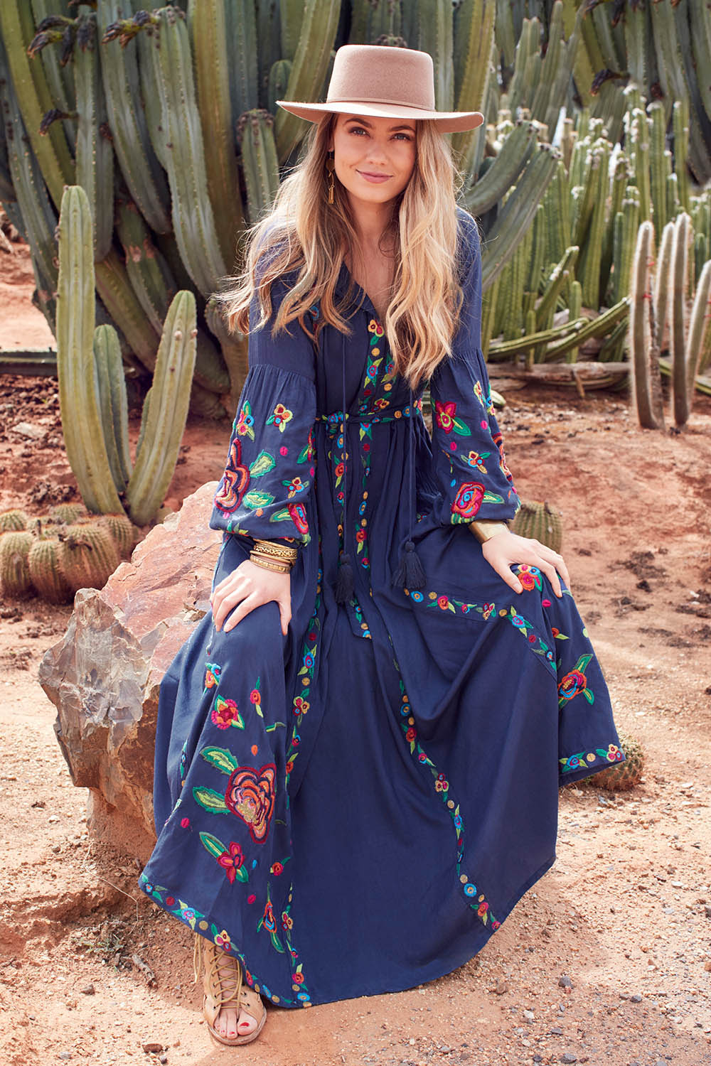 boho embroidered maxi dress